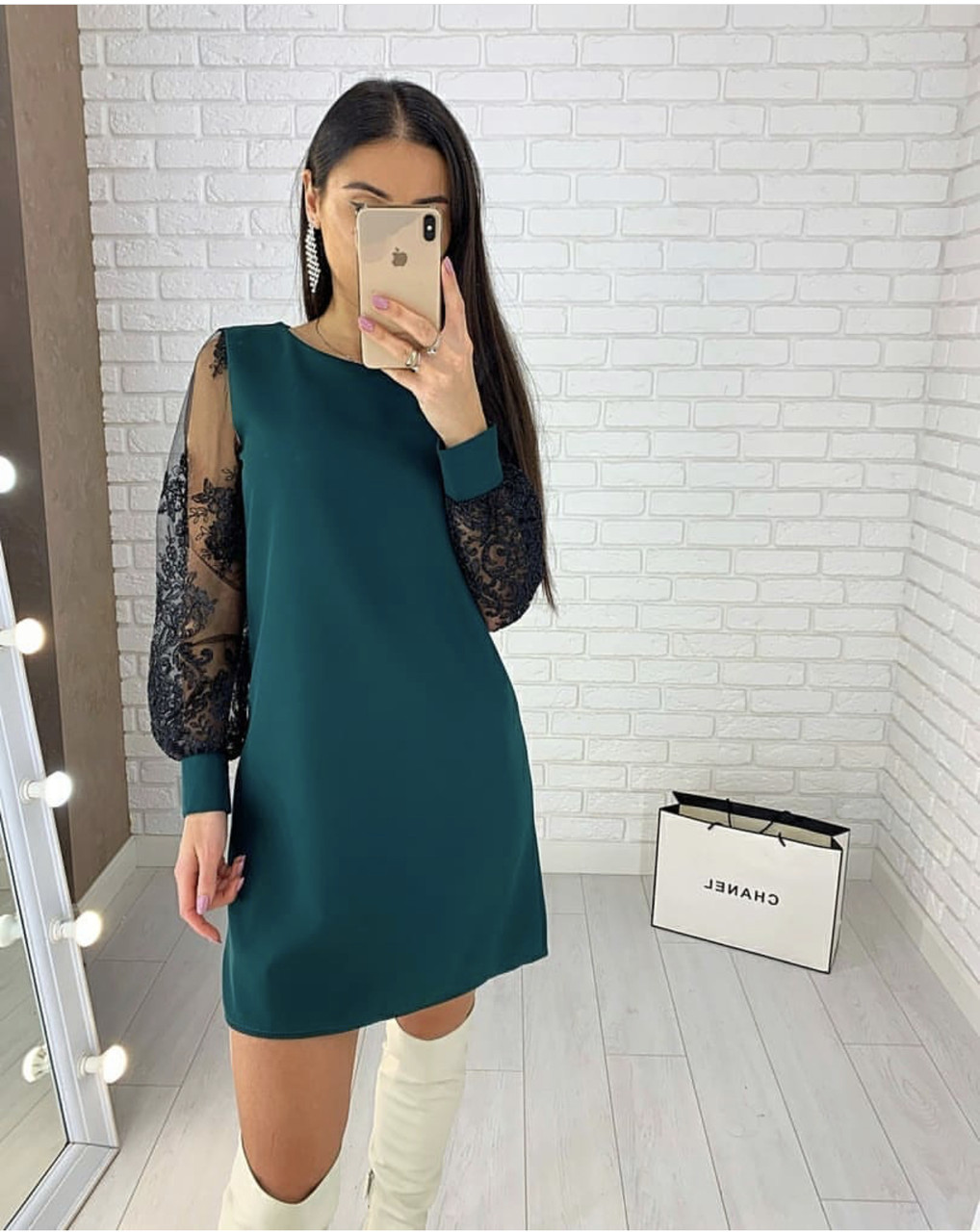 Нарядное Женское Платье с Кружевом на Рукавах 40 42 44 46 48 50 52 54 ...