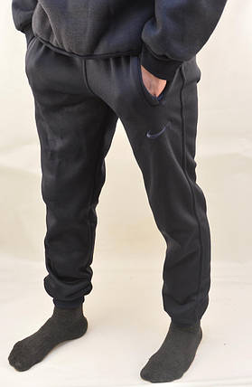 Штани спортивні зимні під манжет з турецького трикотажу з кишенями на блискавки S Синій, фото 1