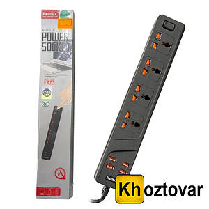 Універсальний мережевий фільтр Remax Power Socket Anti Static BCL 03  ⁇  4 розетки живлення і 4 USB-порти