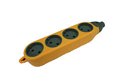 Мережева колодка двостороння 4 гнізда + 4 гнізда, помаранчева