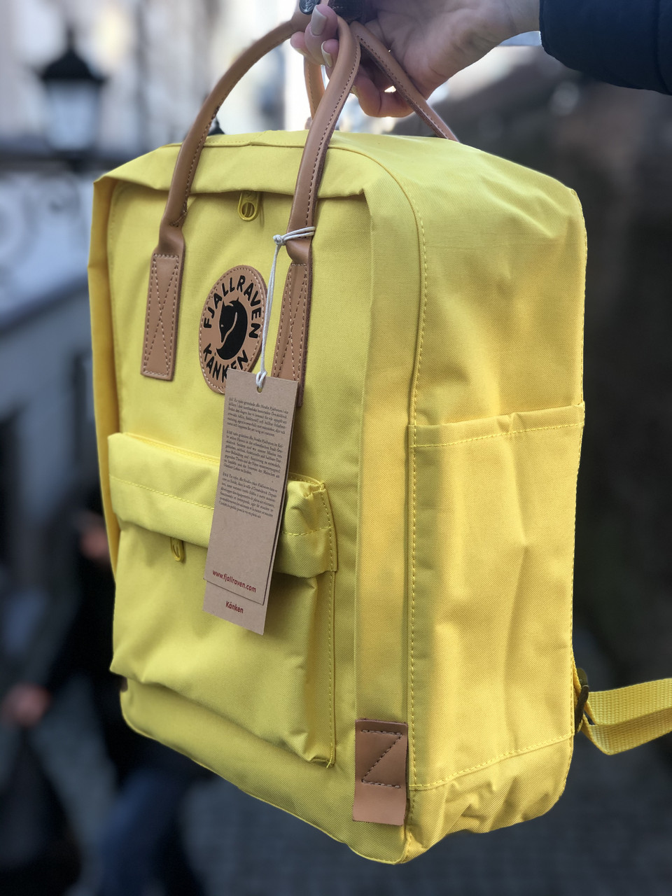 Рюкзак Канкен Fjallraven Kanken No. 2 backpack желтый кожаные ручки. Живое фото. Premium replic - фото 3 - id-p1108663346