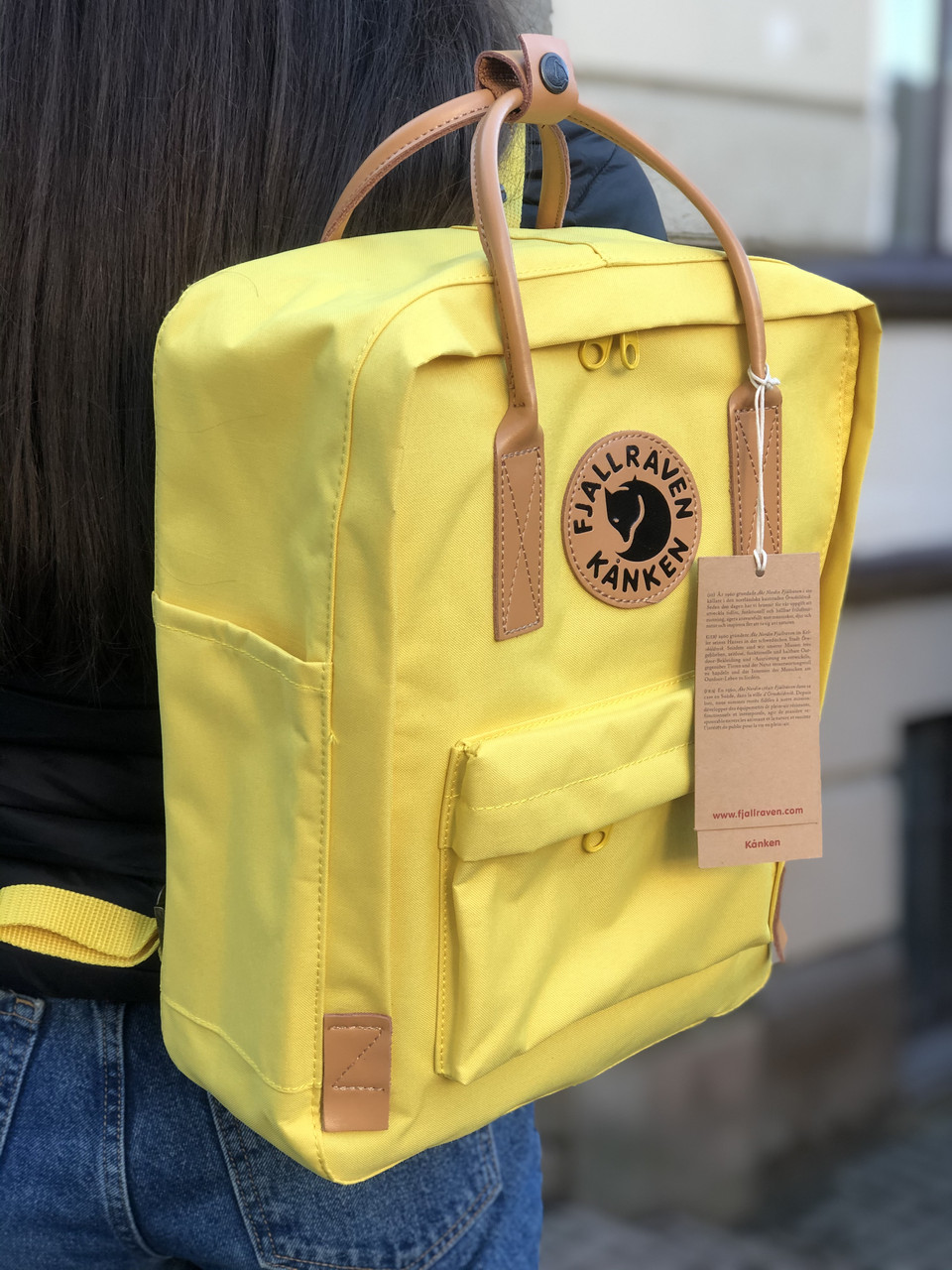 Рюкзак Канкен Fjallraven Kanken No. 2 backpack желтый кожаные ручки. Живое фото. Premium replic - фото 5 - id-p1108663346