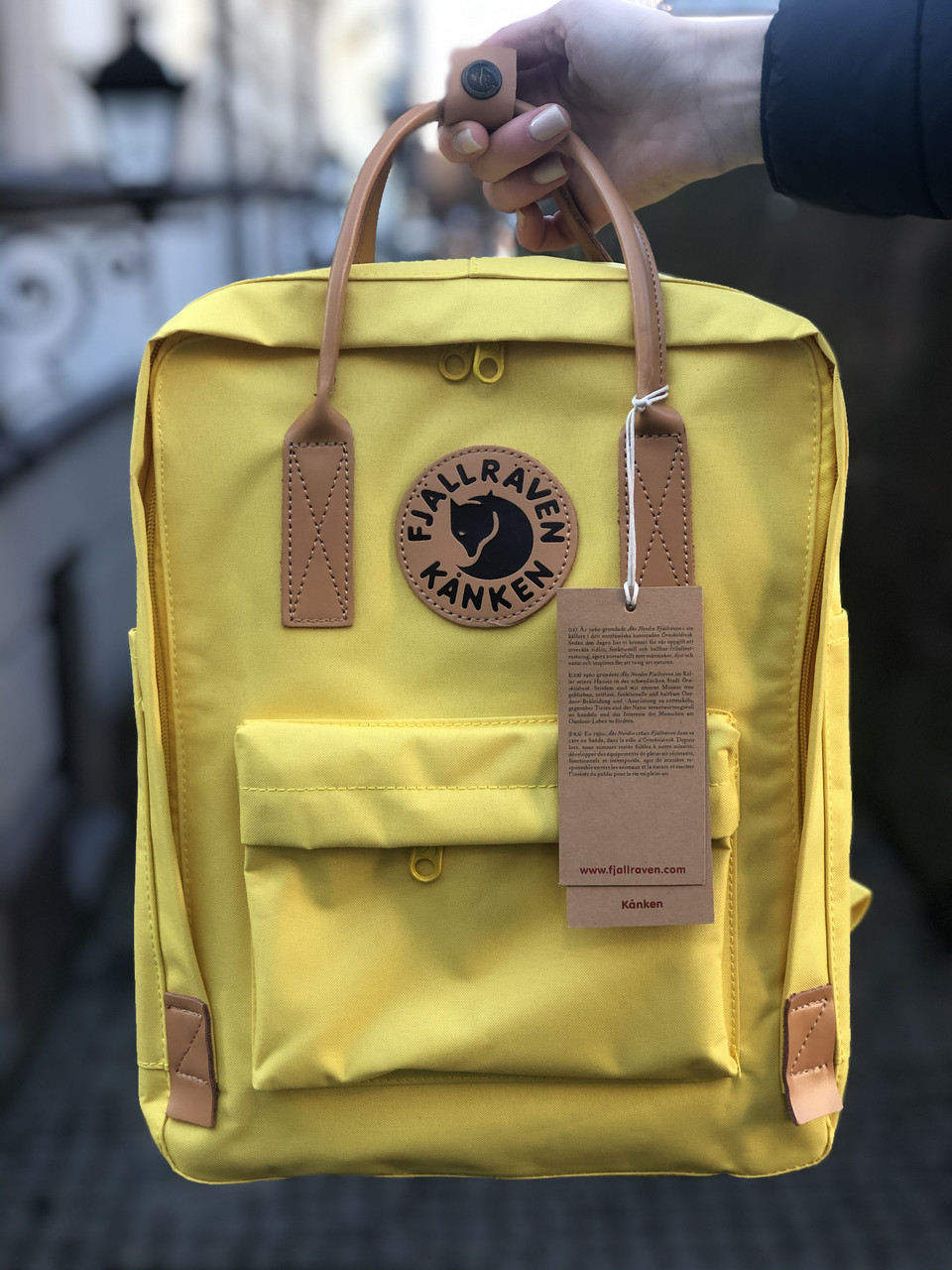 Рюкзак Канкен Fjallraven Kanken No. 2 backpack желтый кожаные ручки. Живое фото. Premium replic - фото 1 - id-p1108663346