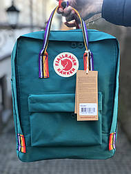 Рюкзак Канкен Fjallraven Kanken backpack блакитний райдужні ручки. Живе фото. Premium replic