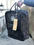 Рюкзак Канкен Fjallraven Kanken No. 2 backpack чорний з чорними шкіряними ручками. Живе фото. Premium replic, фото 4