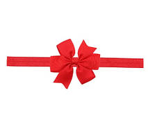 Дитяча червона пов'язка з бантиком - на резинці, окружність від 30см до 48см, бант 9см