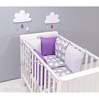 Комплект у дитяче ліжечко Сови фіолетовий із сірим