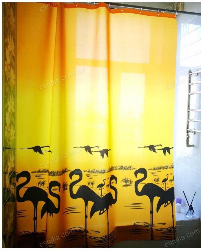 Шторка для ванної з кільцями Miranda FLAMINGO YELLOW (Туреччина) 180х200 см, фото 1