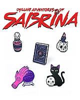 Набір пінів значків 5 шт Моторошні пригоди Сабріни кіт Салем відьма значок череп