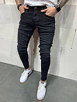 Мужские зауженные джинсы. Цвет черный. Турецкое качество