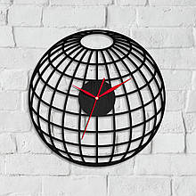 Годинник Глобус Дерев'яний годинник глобус Годинник у формі глобуса Подарунок вчителю географії Натуральне дерево 350 мм