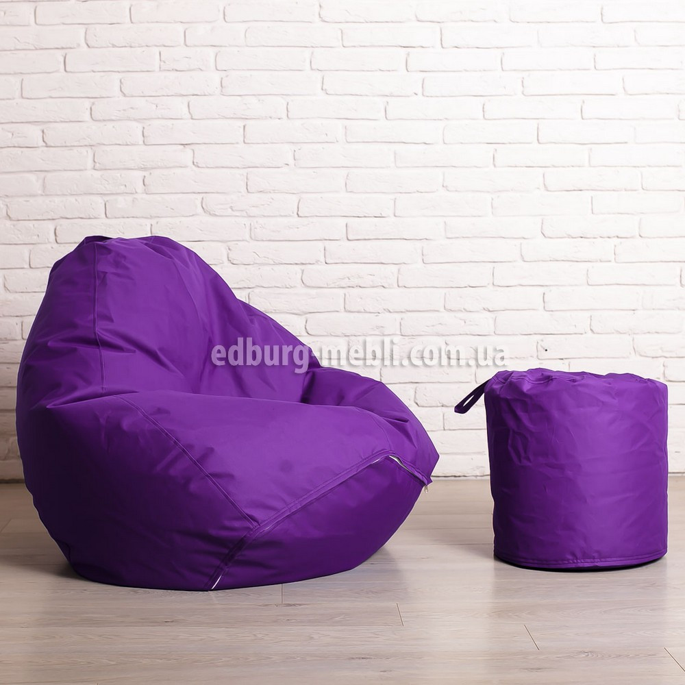 Крісло груша велика + Пуф <unk> фіолетовий Оксфорд тканина