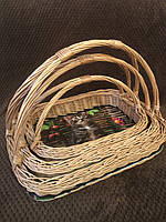 Набор подносов с ручками плетеных из натуральной лозы "Прямоугольный"