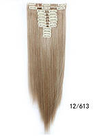 Накладные волосы трессы на 12 прядей ровные 60 см.цвет мелировка на русый цвет с рыжинкой