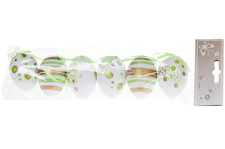 Набір (6шт) пасхальних прикрас на підвісі Яйцо 6см, пластик, упаковці 24шт. (781-953), фото 2