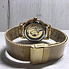 Механічний чоловічий годинник скелетон Skmei 9199 золотий, фото 3
