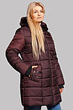 Модна зимова куртка пальто Ірена з хутром під мутон великого розміру 50-62 розміру бордова, фото 2