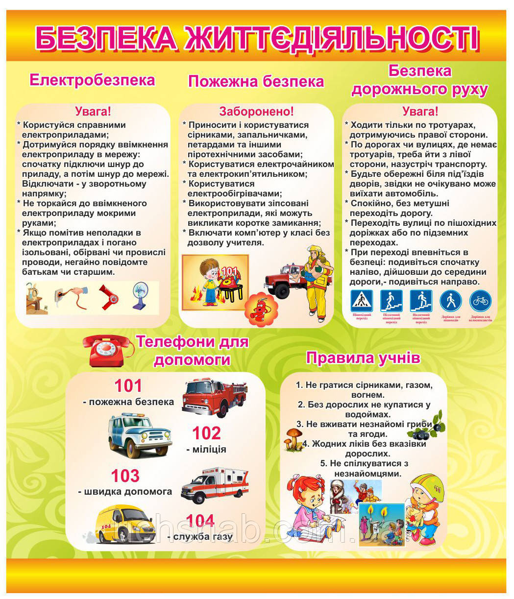Стенд для школи "Безпека життєдіяльності", фото 1