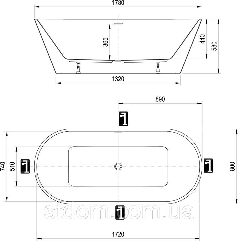 Отдельностоящая акриловая овальная 180x80 см Ravak Solo XC00100025 - фото 10 - id-p1108877913