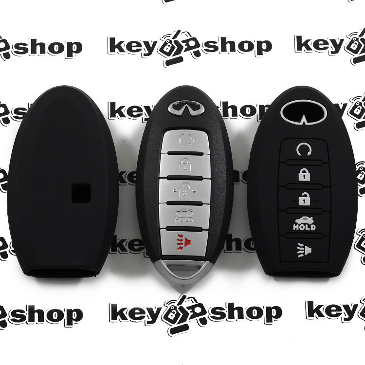 Чохол (чорний, силіконовий) для смарт ключа Infiniti (Інфаніті) 5 кнопок - фото 1 - id-p1108910791
