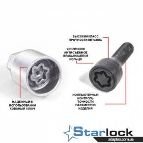 FARAD STARLOCK <unk> Болти секретки М14х1.25х28 Конус Чорне Обертове кільце Ключ 17, фото 4