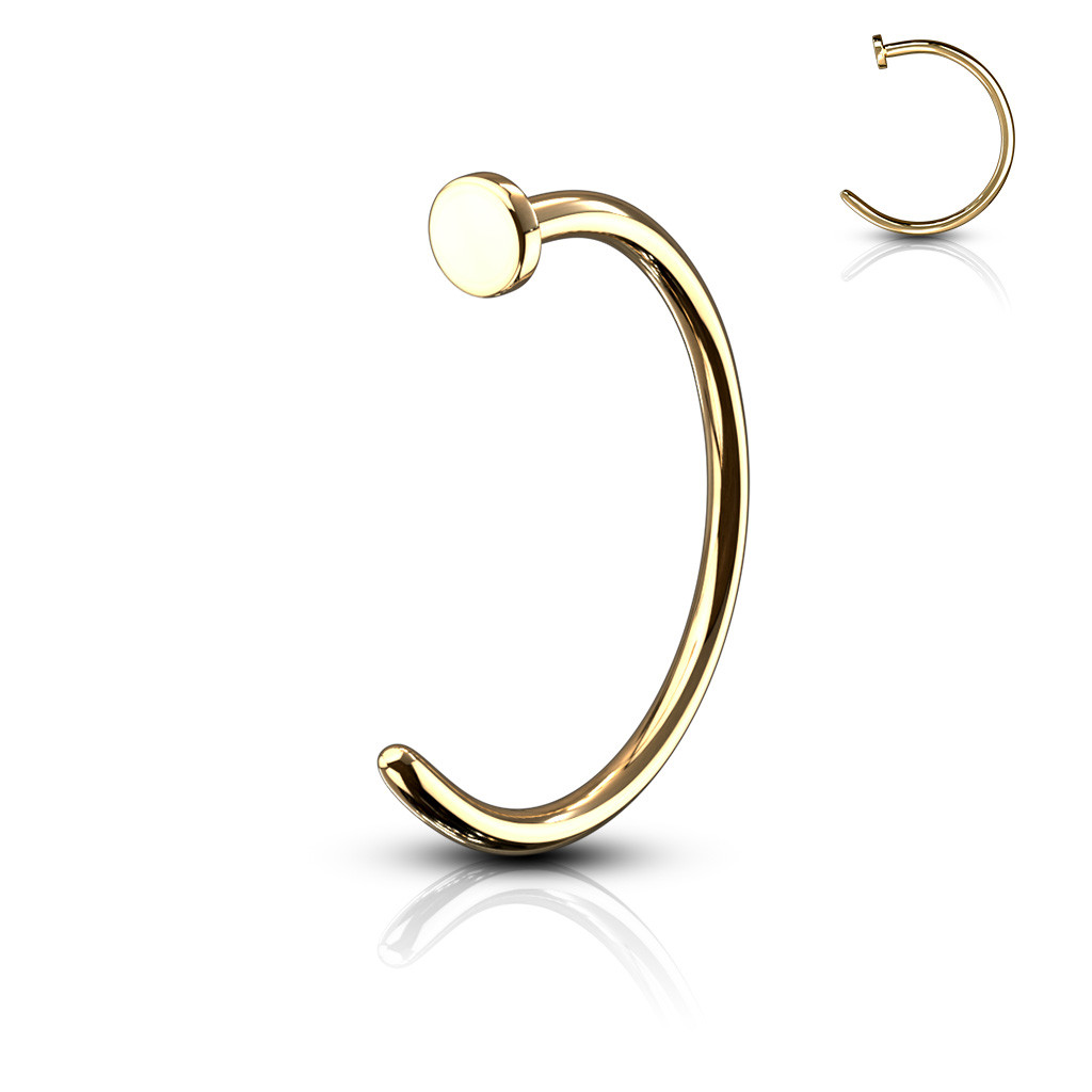 Кільце в ніс з медичної сталі з лимонною позолотою Spikes NOCPG, фото 1