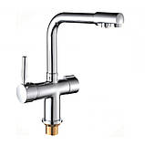 Змішувач З ПІД'ЄДНАННЯМ ДО ФІЛЬТРУ для кухні ЛАТУННИЙ високий Г-подібний Haiba Hans 021 (HB0816), фото 4