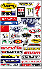 Аркуш формату A4 з наклейками логотипів велосипедних торгових марок (5 ВАРІАНТІВ) 2 ("S")