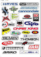 Аркуш формату A4 з наклейками логотипів велосипедних торгових марок (5 ВАРІАНТІВ) 3 ("Контур")