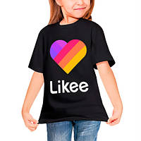 Дитяча футболка . Бавовняна футболка для дівчинки Likee. Лайк. Велике серце на грудях