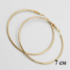 Сережки-кільця конго великі гладкі в золотистому кольорі діаметр 7 см Xuping G-2338