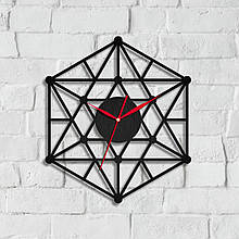 Годинники настінні геометричиские Годинник у формі ліній і точок Подарунок вчителю геометрії Натуральне дерево 350 мм Чорний