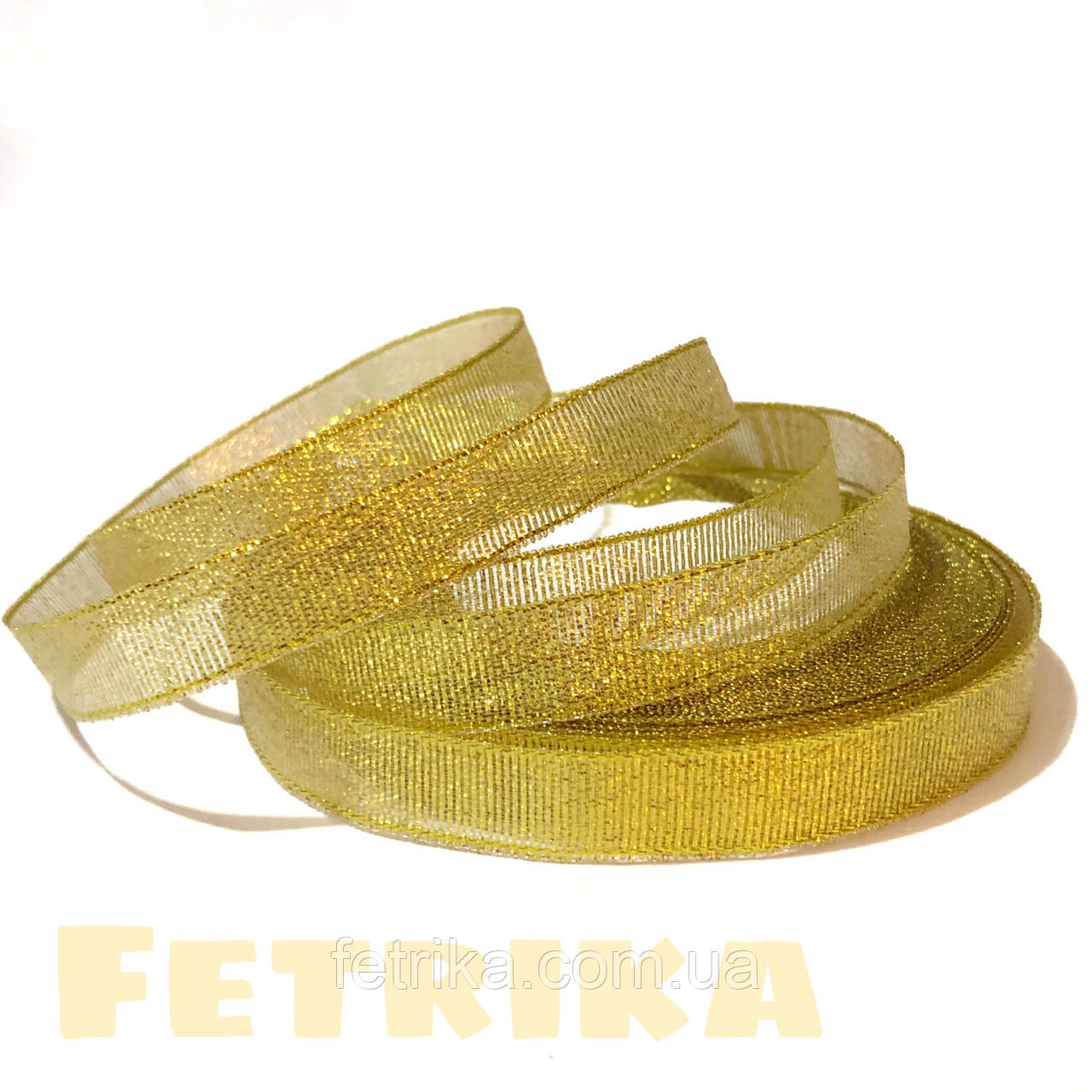 Стрічка парчова 1,2 см, золота, фото 1