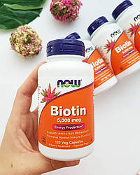 Біотин для волосся Now Foods, Biotin, 5,000 mcg, 120 капсул, офіційний сайт