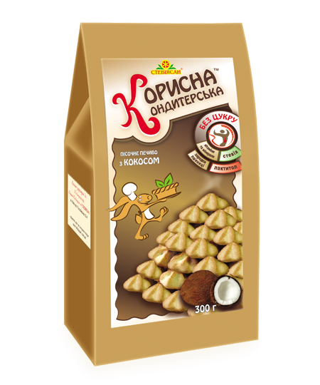 Печиво пісочне з кокосовою стружкою, 300г , Корисна Кондитерська