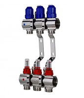 Колектор c витратомірами для теплої підлоги латунний на 3 контури