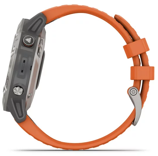 Смарт-часы Garmin fenix 6 Sapphire - Titanium with Ember Orange Band - фото 4 - id-p1103251128