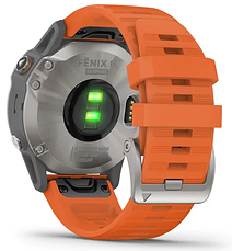 Смарт-годинник Garmin fenix 6 Sapphire - Titanium with Ember Orange Band, фото 3