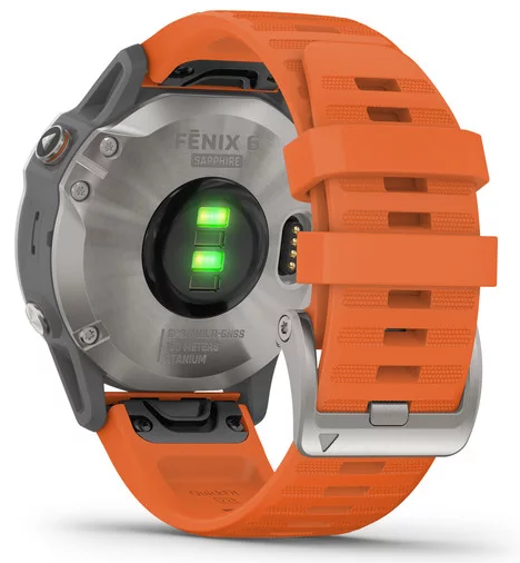Смарт-часы Garmin fenix 6 Sapphire - Titanium with Ember Orange Band - фото 5 - id-p1103251128