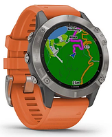 Смарт-часы Garmin fenix 6 Sapphire - Titanium with Ember Orange Band