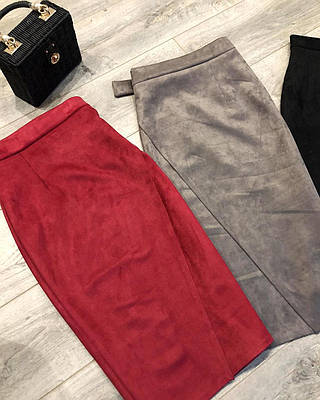 Стильна спідниця з імітацією заходу зі щільного замші