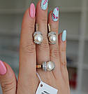 Гарнітур з білими перлами в сріблі Оксамит, фото 2