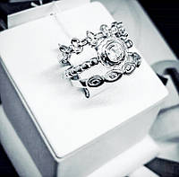 Серебряное кольцо тройное с цирконом Ираида