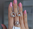 Сережки і каблучка в сріблі з перлами Орбіта, фото 4