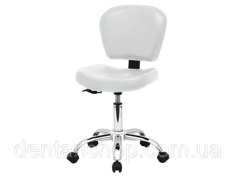 Стул зі спинкою для майстра косметолога, манікюра Білий з 1-м регулюючим механізмом мод. 855 { H 39-53см }, фото 1