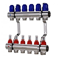 Колектор для теплої підлоги латунний на 6 контурів