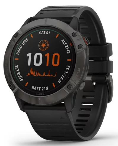 Смарт-часы Garmin fenix 6X Pro Solar - Titanium Carbon Gray DLC with Black Band - фото 3 - id-p1104494272