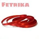 Стрічка атласна червона з золотим люрексом 0,6 см, фото 2