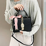 Жіноча стильна сумочка сучасного дизайну, чорна UA-2, фото 6