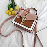 Жіноча стильна сумочка сучасного дизайну, коричнева UA-4, фото 3